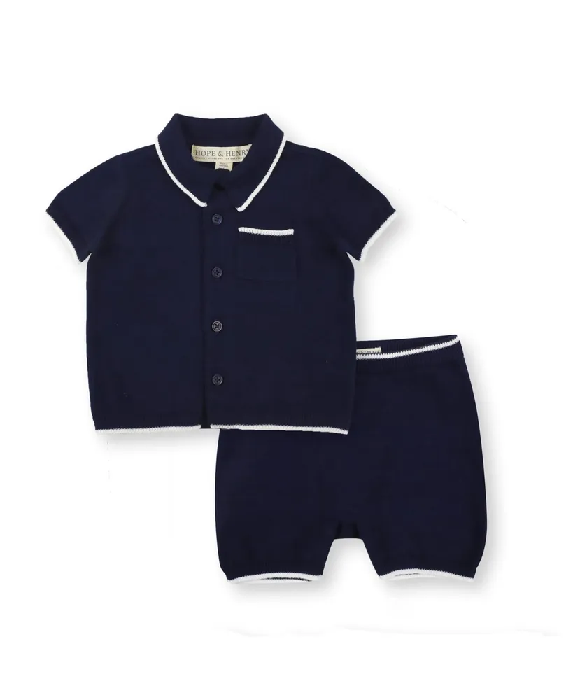 Hope & Henry Baby Boys Baby 2-Piece Polo Sweater Set