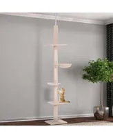 PawHut Height Adjustable Cat Activity Tower 3 Sisal Scratching Areas, Beige