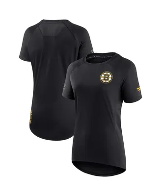 Women's Fanatics Black Boston Bruins Authentic Pro Rink Raglan Tech T-shirt