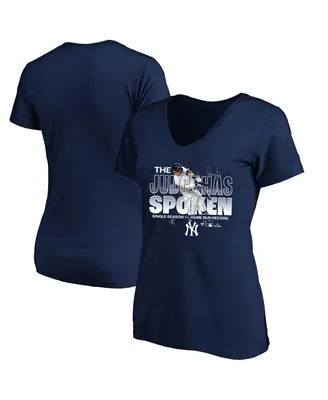 Women's Fanatics Aaron Judge Navy New York Yankees American League Home Run Record Plus Size V-Neck T-Shirt