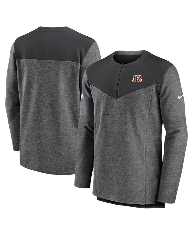 Men's Nike Charcoal Cincinnati Bengals Sideline Lockup Performance  Quarter-Zip Top