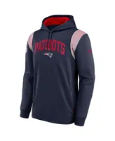 Men's Nike Navy New England Patriots Sideline Athletic Stack Performance Pullover Hoodie