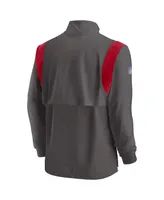 Men's Nike Pewter Tampa Bay Buccaneers Sideline Coach Chevron Lockup Quarter-zip Long Sleeve Top