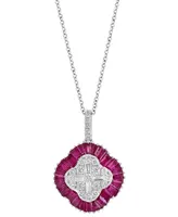Effy Ruby (2-3/8 ct. t.w.) & Diamond (5/8 ct. t.w.) 18" Pendant Necklace in 14k White Gold