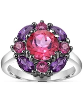 Multi-Gemstone Cluster Ring (3-7/8 ct. t.w.) in Sterling Silver