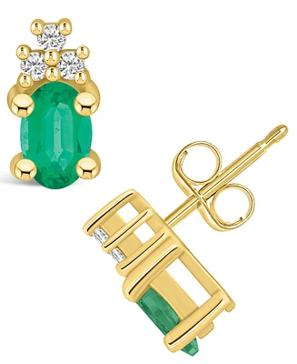 Macy's Emerald (-/ Ct. t.w.) and Diamond (1/ Stud Earrings