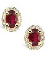 Macy's Ruby (1-1/5 Ct. t.w.) and Diamond (1/4 Halo Stud Earrings