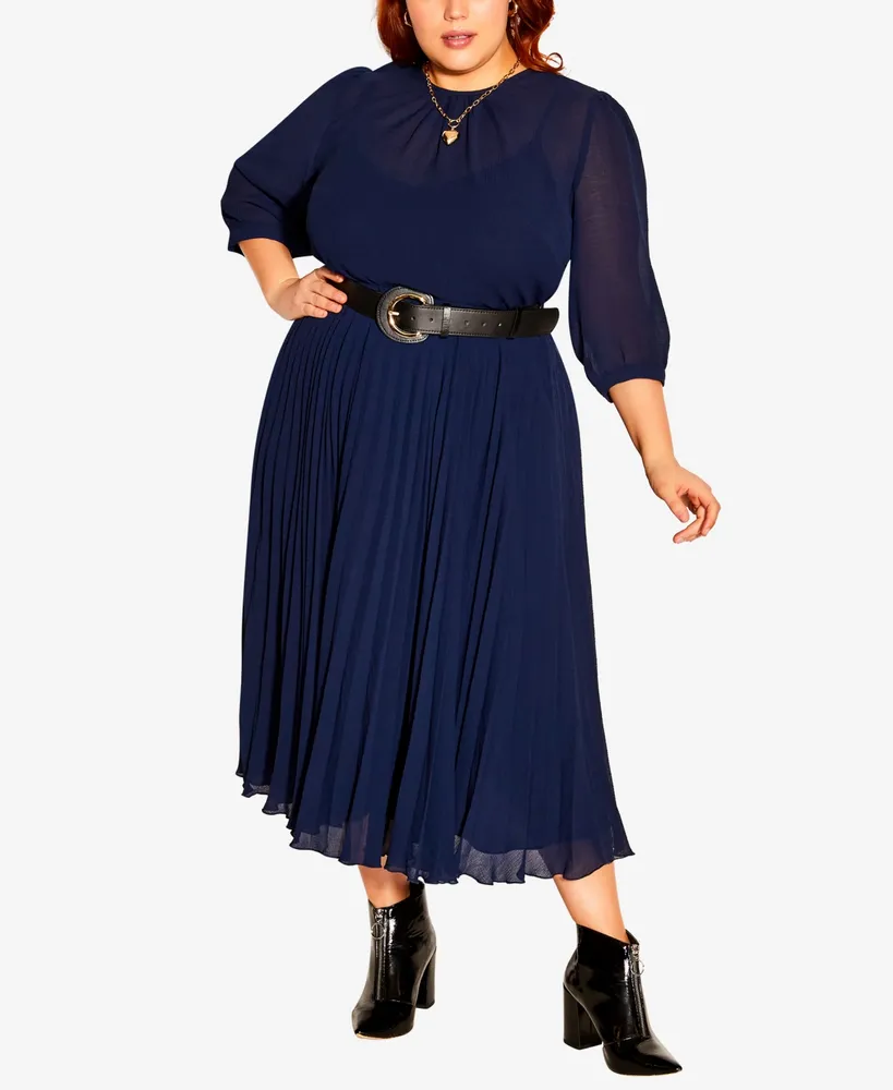 City Chic Plus Love Pleat Elbow Sleeve Dress