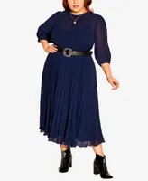 City Chic Plus Love Pleat Elbow Sleeve Dress