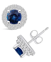 Macy's Sapphire (1-1/ Ct. t.w.) and Diamond (1/ Halo Stud Earrings