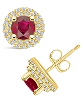 Macy's Ruby (1-1/3 Ct. t.w.) and Diamond (1/3 Halo Stud Earrings