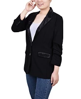 Ny Collection Women's Satin Lapel Scuba Crepe Jacket