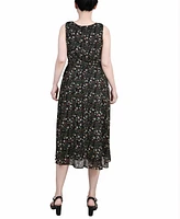 Petite Sleeveless Chiffon Belted Dress