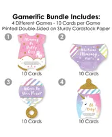 Rainbow Unicorn 4 Magical Baby Shower Games - 10 Cards Each - Gamerific Bundle