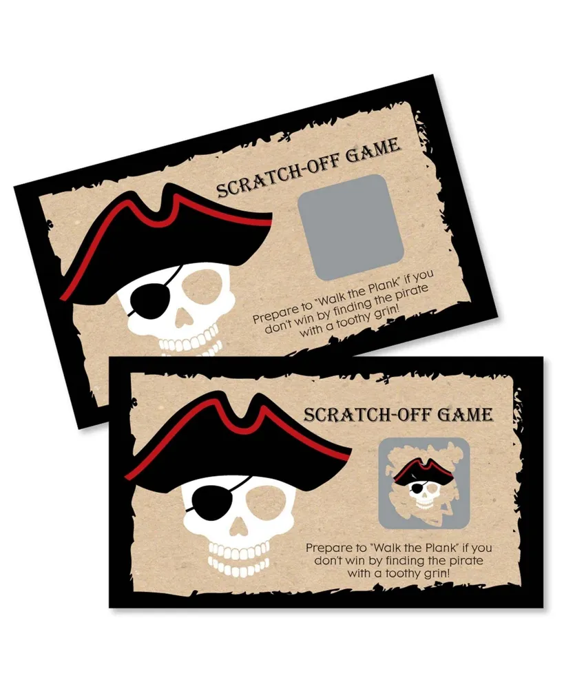 Big Dot Of Happiness Beware of Pirates - Pirate Birthday Party Game Scratch  Off Cards - 22 Count