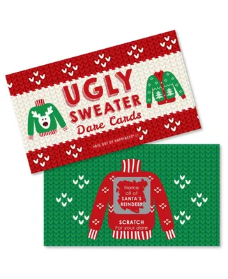 Ugly Sweater - Holiday and Christmas Party Game Scratch Off Dare Cards - 22 Ct
