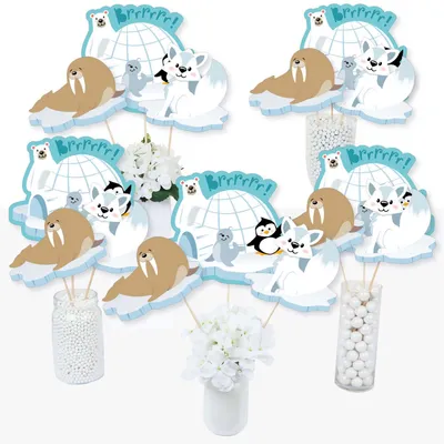 Arctic Polar Animals - Party Centerpiece Sticks - Table Toppers - Set of 15