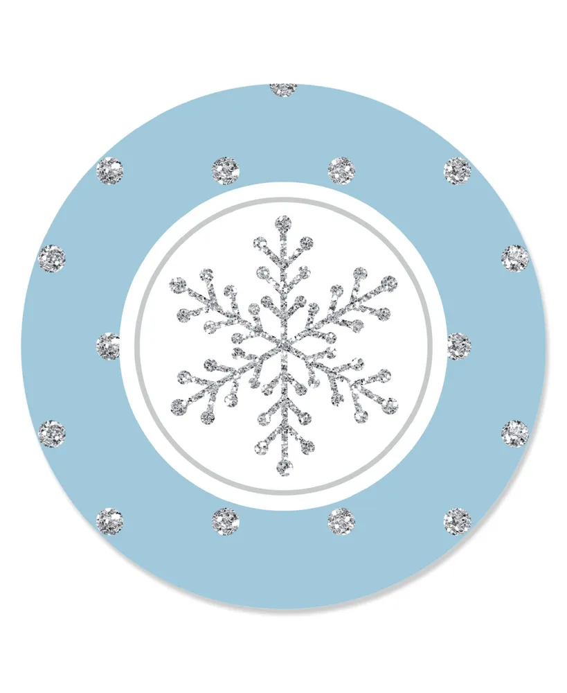 Big Dot Of Happiness Winter Wonderland - Snowflake Holiday Party Circle  Sticker Labels - 24 Count