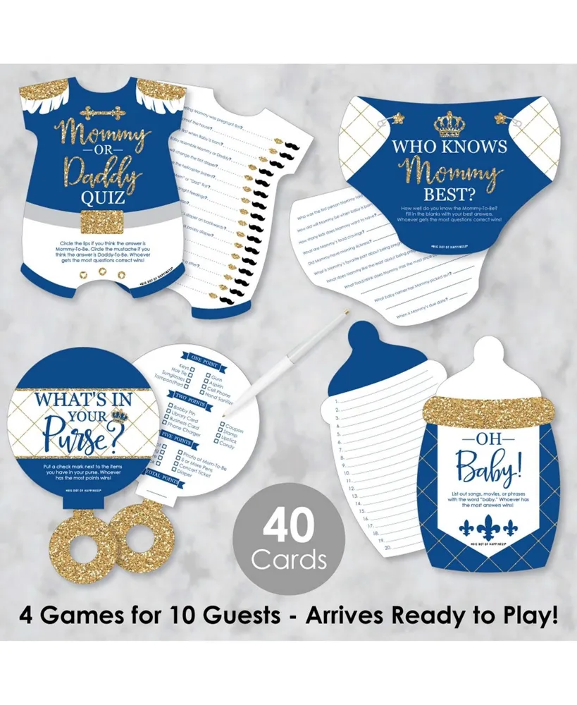Royal Prince Charming - 4 Baby Shower Games - 10 Cards Each - Gamerific Bundle