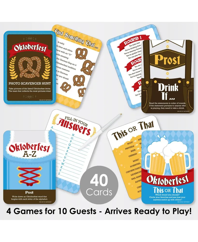 Oktoberfest - 4 Beer Festival Games - 10 Cards Each - Gamerific Bundle