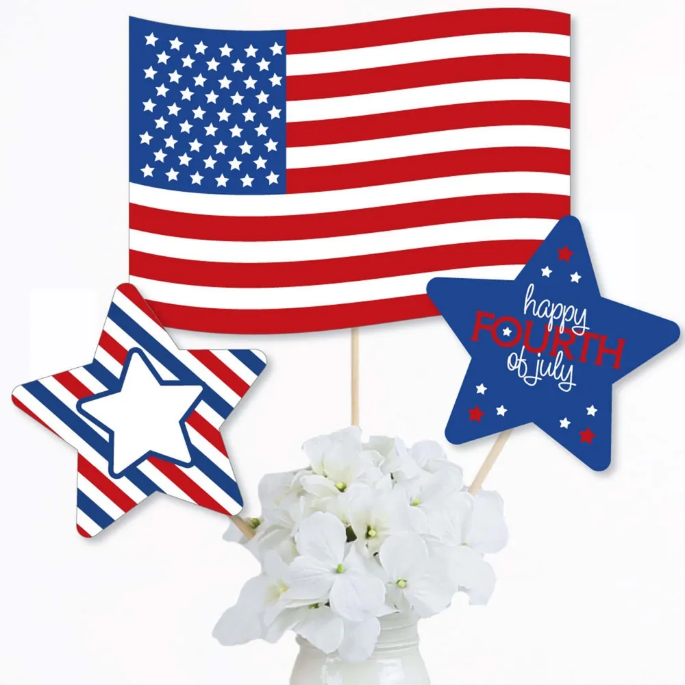 4th of July - Independence Day Centerpiece Sticks - Table Toppers - Set of 15