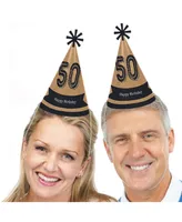 50th Milestone Birthday - Cone Happy Birthday Party Hats - 8 Ct (Standard Size)