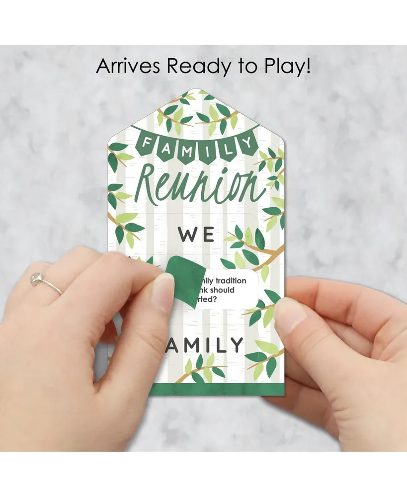 Family Tree Reunion - Party Game Cards - Conversation Starters Pull Tabs - 12 Ct