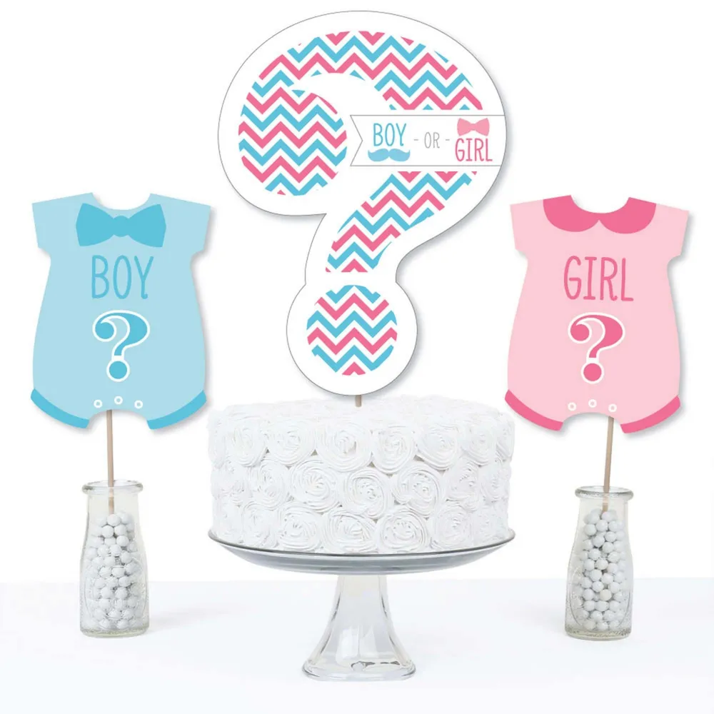 Chevron Gender Reveal - Centerpiece Sticks - Table Toppers - Set of 15