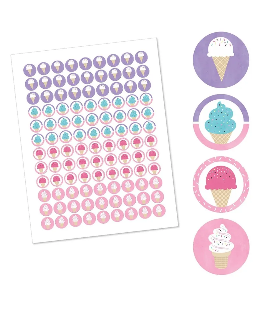 Scoop Up the Fun - Ice Cream - Round Candy Sticker Favors (1 Sheet of 108)