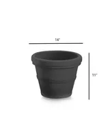 Garden Elements BC2614SC94 Turin Round Outdoor Plastic Planter Black 14 Inches