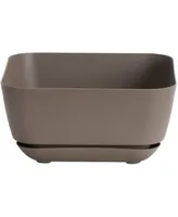 Novelty (#10023) Garden Square Out/Indoor Resin Planter Flower Pot, Taupe, 12"