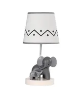 Lambs & Ivy Me & Mama White/Gray Elephant Nursery Lamp with Shade & Bulb