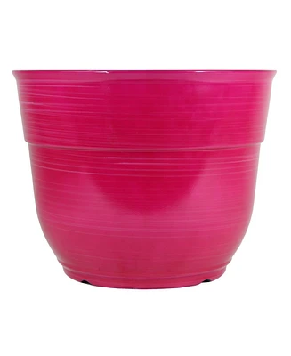 Garden Elements Glazed Brushed Happy Large Plastic Planter Bright 15 Inch