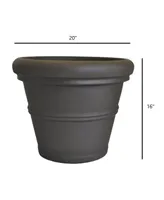 Tusco Products Rolled Rim Round Planter, Espresso Brown 20"