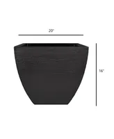 Tusco Products MSQ20BK Modern Planter Short Square Black - 20in x 16in
