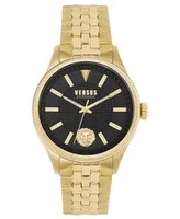 Versus Versace Colonne Men's 3 Hand Quartz Movement and Ion Plating Yellow Gold-Tone Bracelet Watch 45mm