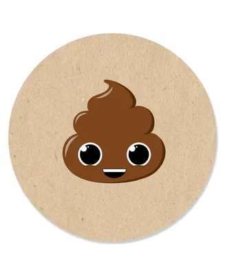 Party 'Til You're Pooped - Poop Emoji Party Circle Sticker Labels - 24 Count