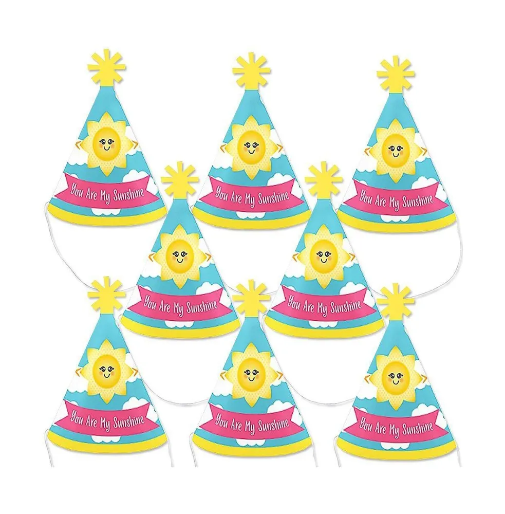 You Are My Sunshine - Mini Cone Baby Shower or Birthday Small Party Hats - 8 Ct