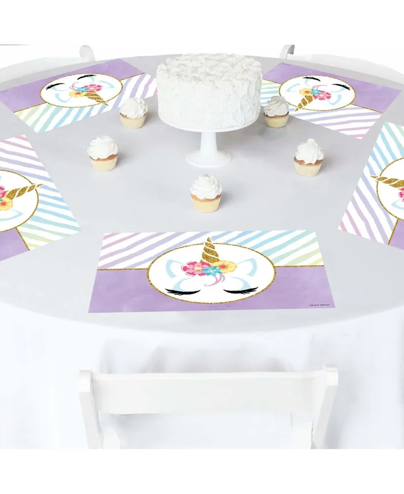 Rainbow Unicorn - Party Table Decorations Magical Unicorn Party Placemats 16 Ct