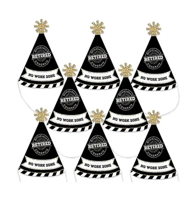 Happy Retirement - Mini Cone Retirement Party Hats - Small Party Hats - Set of 8