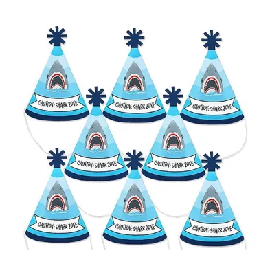 Shark Zone - Mini Cone Jawsome Party Hats - Small Little Party Hats - Set of 8