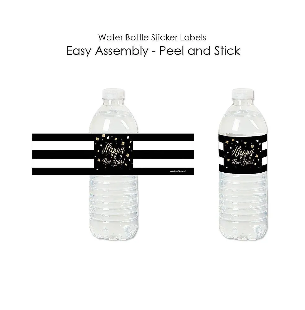 New Year's Eve - Gold - New Years Eve Party Water Bottle Sticker Labels - 20 Ct