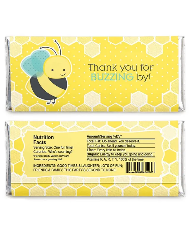 Honey Bee - Mini Candy Bar Wrapper Stickers - Baby Shower or Birthday Party Small Favors - 40 Count