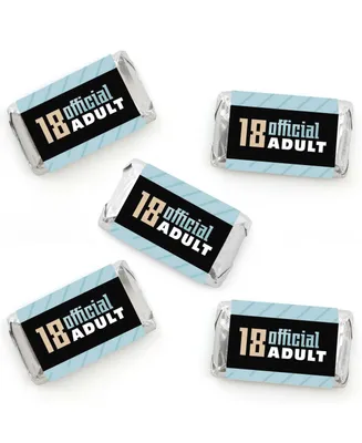 Boy 18th Birthday - Mini Candy Bar Wrapper Sticker Eighteenth Party Favors 40 Ct
