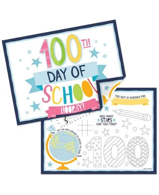 Happy 100th Day of School - Paper Coloring Sheets - Activity Placemats - 16 ct