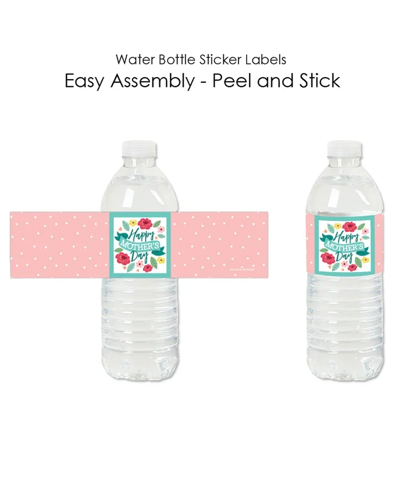 Colorful Floral Happy Mother's Day - Mom Party Water Bottle Sticker Labels 20 Ct - Assorted Pre
