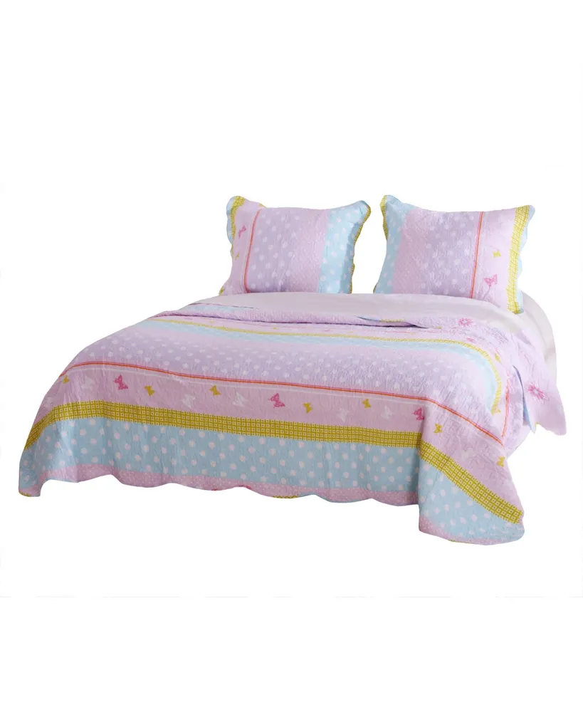 Greenland Home Fashions Polka Dot Stripe Quilt Set, 2-Piece Twin