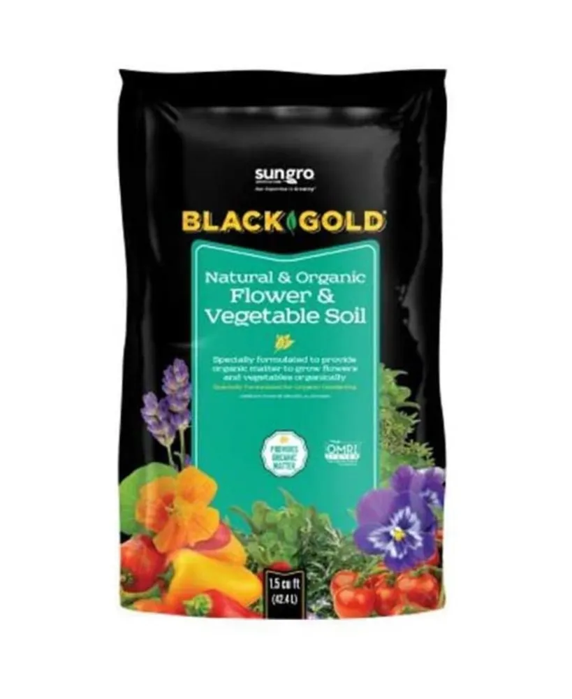 Sun Gro Black Gold Outdoor Natural and Organic Garden Flower and Vegetables Blend Potting Soil Mix for Outdoor Plants, 1.5 Cubic Foot Bag