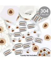 Party 'Til You're Pooped - Poop Emoji Party Candy Favor Sticker Kit - 304 Pieces