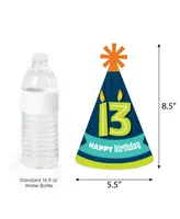 Boy 13th Birthday - Cone Happy Birthday Party Hats Standard Size 8 Count